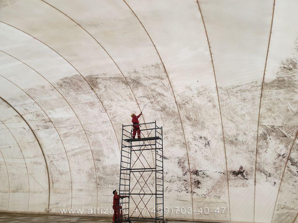 Мойка тентового шатра выполненые высотные работы альпинистами Альтиза